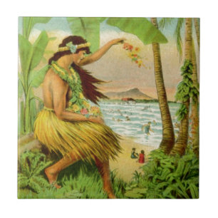 Vintage Hawaiian Travel Kakelplatta