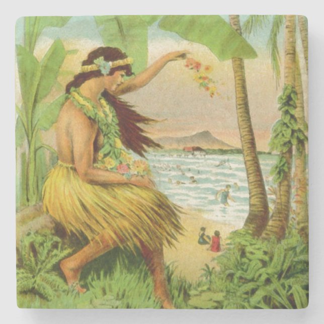 Vintage Hawaiian Travel Stenunderlägg (Framsidan)