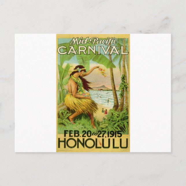 Vintage Hawaiian Travel Vykort (Framsida)