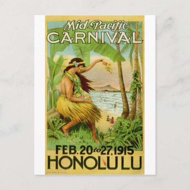 Vintage Hawaiian Travel Vykort (Framsida)