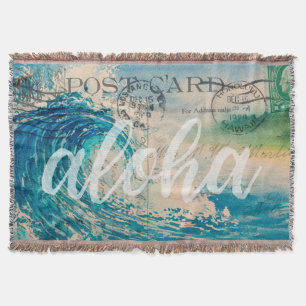 Vintage Hawaiian Wave-vykort Filt