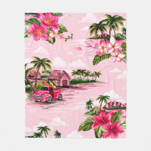 Vintage Hawaiiansk barkcloth design av tropiska is Fleecefilt
