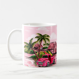 Vintage Hawaiiansk barkcloth design av tropiska is Kaffemugg
