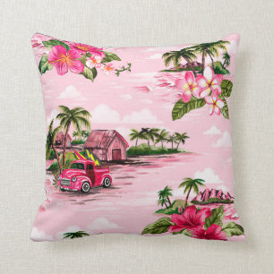 Vintage Hawaiiansk barkcloth design av tropiska is Kudde