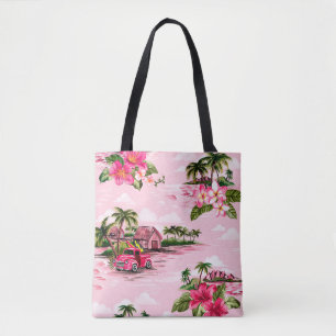 Vintage Hawaiiansk barkcloth design av tropiska is Tygkasse