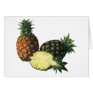 Vintage hawaiianska ananasar, ekologisk mat frukt hälsningskort
