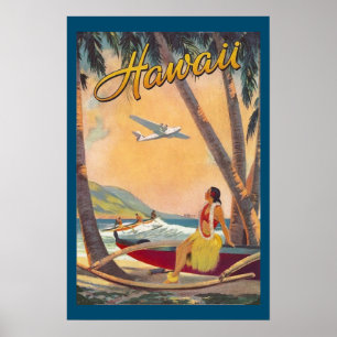 Vintage Hawaiianska öarna Travel Aloha Pacific Poster