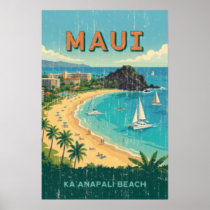 Vintage hawaiianska reseposter - Maui Poster