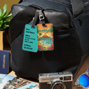 Vintage hawaiianska resposter - Hawaii Island Bagagebricka