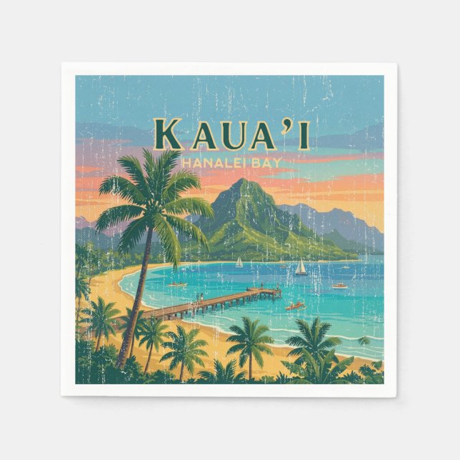 Vintage hawaiianska resposter - Kauai Pappersservett (Framsidan)
