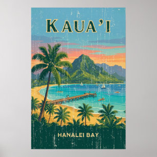 Vintage hawaiianska resposter - Kauai Poster