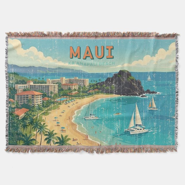 Vintage hawaiianska resposter - Maui Filt (Framsidan)