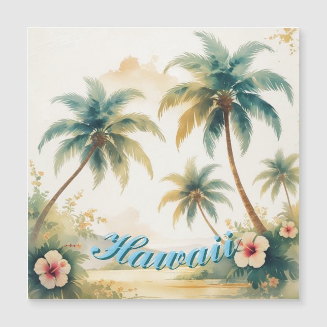 Vintage hawaiianskt resemål Honolulu Magnetkort (Framsida)