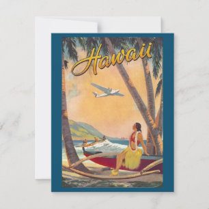 Vintage Hawaiiöarna Resa Aloha Stilla havet Julkort