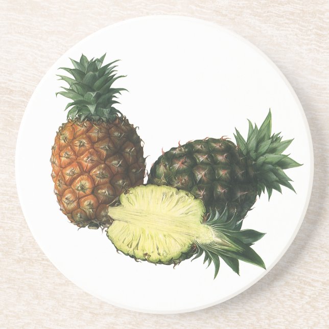 Vintage hawaiiska ananas, ekologisk livsmedelsfruk underlägg sandsten (Framsidan)