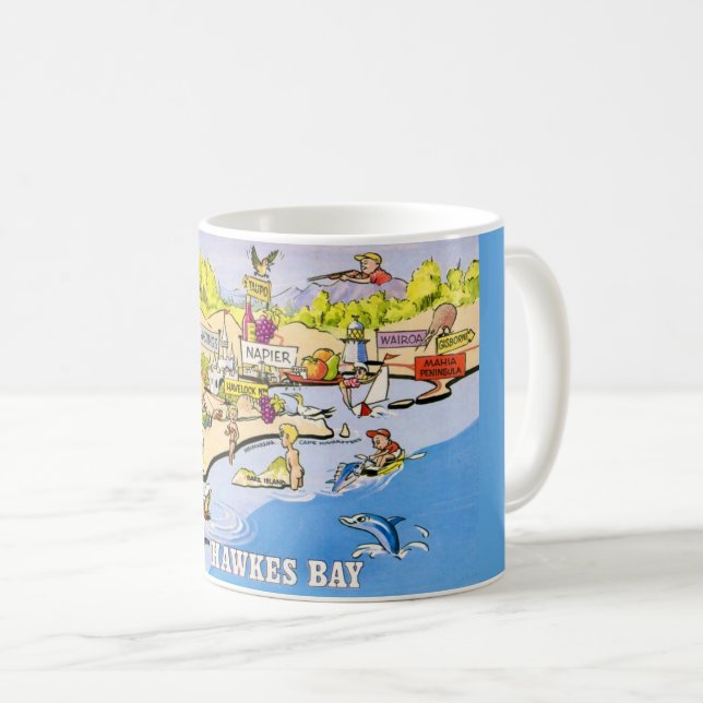 Vintage Hawkes Bay NZ vykort Mugg (Framsida höger)