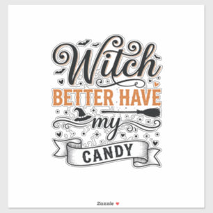 Vintage Häxa Ha Min Godis Halloween Design Klistermärken
