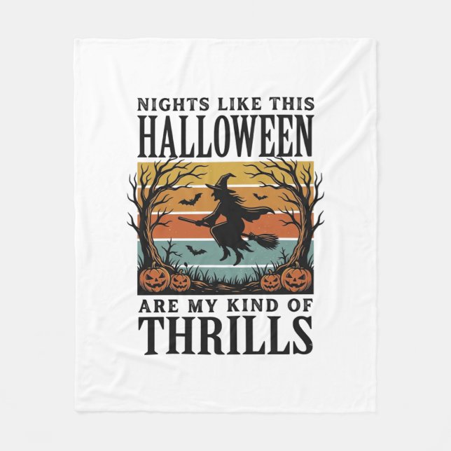 Vintage Häxa Halloween Skräck Scen Gravyr Des Fleecefilt (Framsidan)