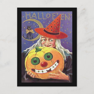 Vintage Häxa Halloween Vykort