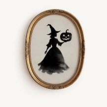 Vintage Häxa Jack-o-Lantern Halloween-affisch