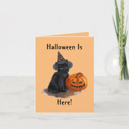 Vintage Häxa Katt Halloween-kort Kort