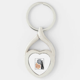 Vintage Häxa Tröja Halloween Månens Silhuett_1 Twisted Heart Silverfärgad Nyckelring