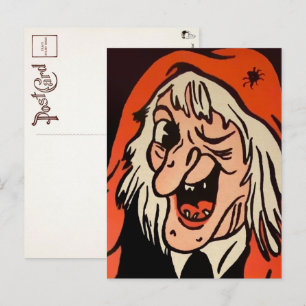 Vintage häxans ansikte dekoration vykort