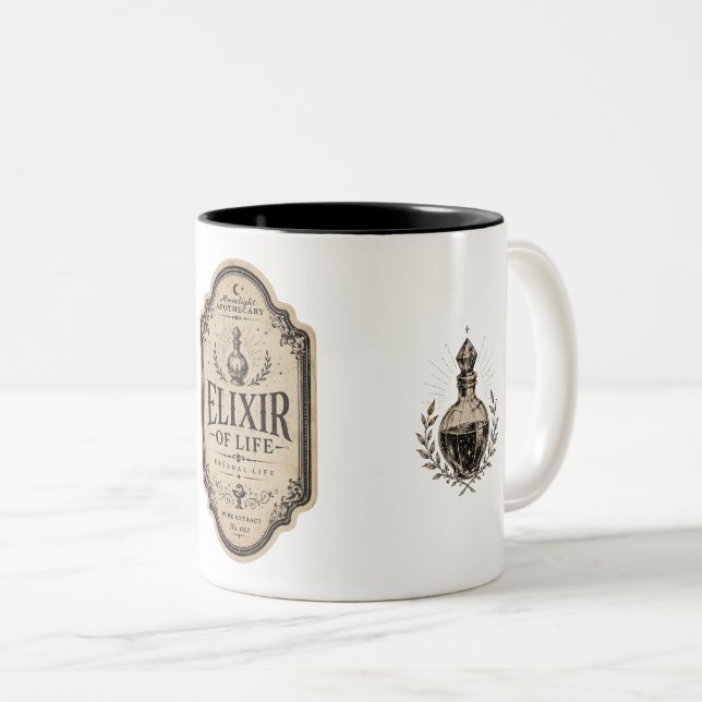 Vintage Häxapotek Potionsetikett Kaffemugg (Framsida höger)