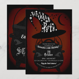 Vintage Häxgryta Födelsedag Halloweenfest Inbjudningar