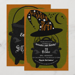 Vintage Häxkvast Födelsedags Halloweenfest Inbjudningar