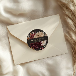 Vintage Häxliknande Blommig Bröllops Rund Sticker Runt Klistermärke