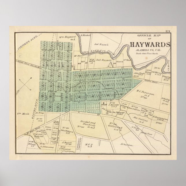 Vintage Hayward CA Karta (1878) Poster (Framsidan)