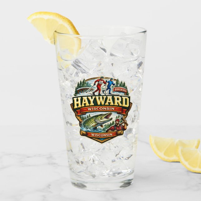 Vintage Hayward Wisconsin Birkebeiner Längdskidåkn Glaskopp (Framsida Ice)