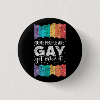 Vintage HBTQ Pride Regnbåge Somliga Människor Är G Knapp