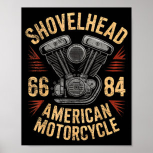 Vintage HD motorcykel V-twin Shovelhead motor ritn Poster