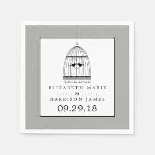 Vintage Heart Birdcage Äkta kärlek Bröllop Pappersservett