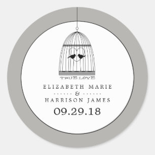 Vintage Heart Birdcage Äkta kärlek Bröllop Runt Klistermärke