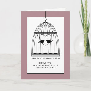 Vintage Heart Birdcage Baby Shower Tack Kort