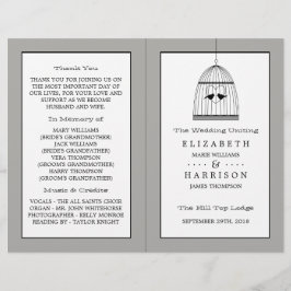 Vintage Heart Birdcage Bröllop Bi-fold Programme