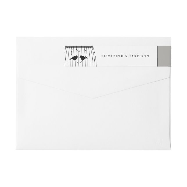 Vintage Heart Birdcage Bröllop Etikettband (Baksidan)