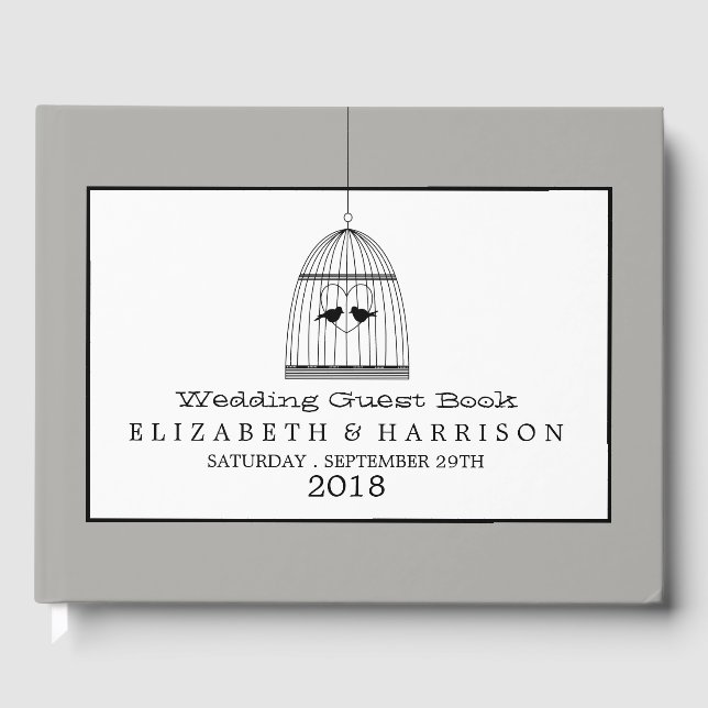 Vintage Heart Birdcage Bröllop Gästböcker (Framsida)