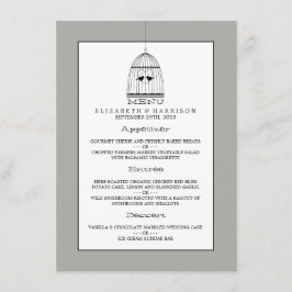 Vintage Heart Birdcage Bröllop Menu Meny