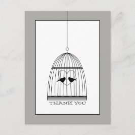 Vintage Heart Birdcage Bröllop Tack Vykort