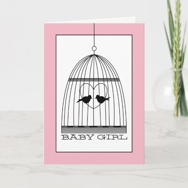 Vintage Heart Birdcage Flicka Meddelande (Framsida)