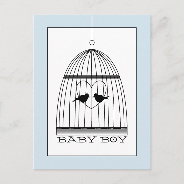 Vintage Heart Birdcage Pojke Meddelande (Framsida)