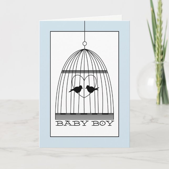 Vintage Heart Birdcage Pojke Meddelande (Framsida)