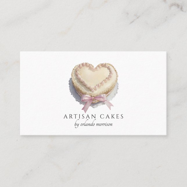 Vintage Heart Cake Artisan Cake Maker Visitkort (Framsida)