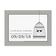 Vintage Heart Fågelbur Bröllop Save The Date