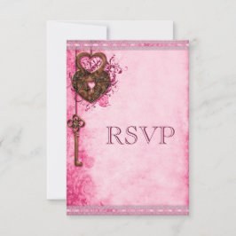 Vintage Heart Lock & Nyckel Rosa Bröllop OSA