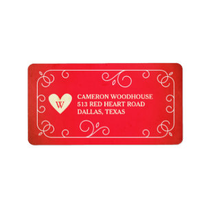 Vintage Heart Monogram Adressetikett
